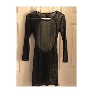 Mesh overlay mini dress